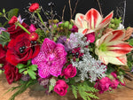 Peppermint - rectangular centerpiece in rich red mix