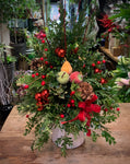 Decorated Tabletop Boxwood Tree -          Red + Green